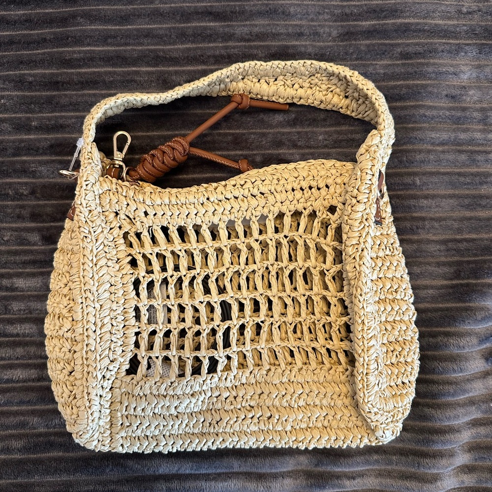 BRAND NEW Beige Woven Shoulder Bag